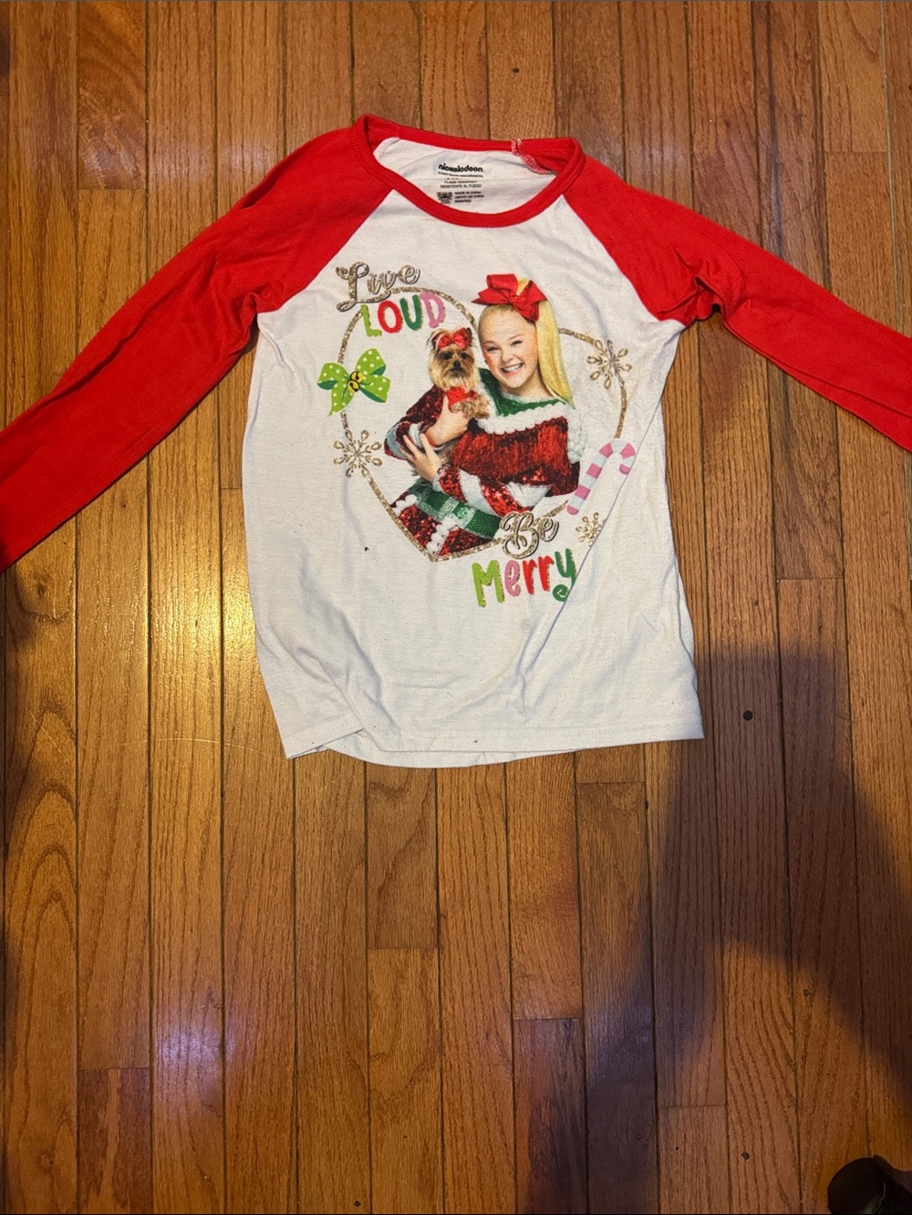 JoJo Siwa White & Red Long Sleeve Holiday Graphic Tee